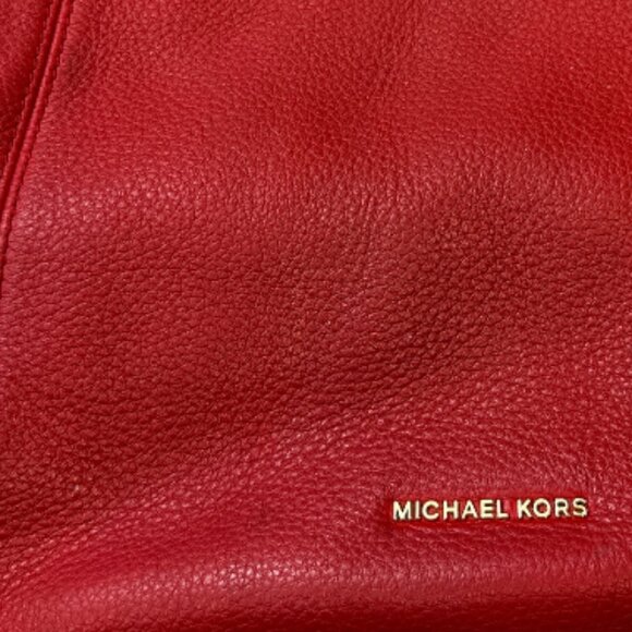 Michael Kors Red Leather Crossbody Hobo Handbag Bag Shoulder - Picture 11 of 16